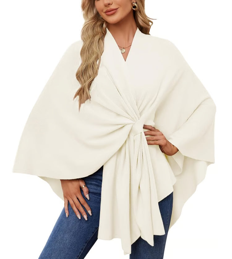 Elegante Schal-Wraps Weicher Offener Poncho-Pullover