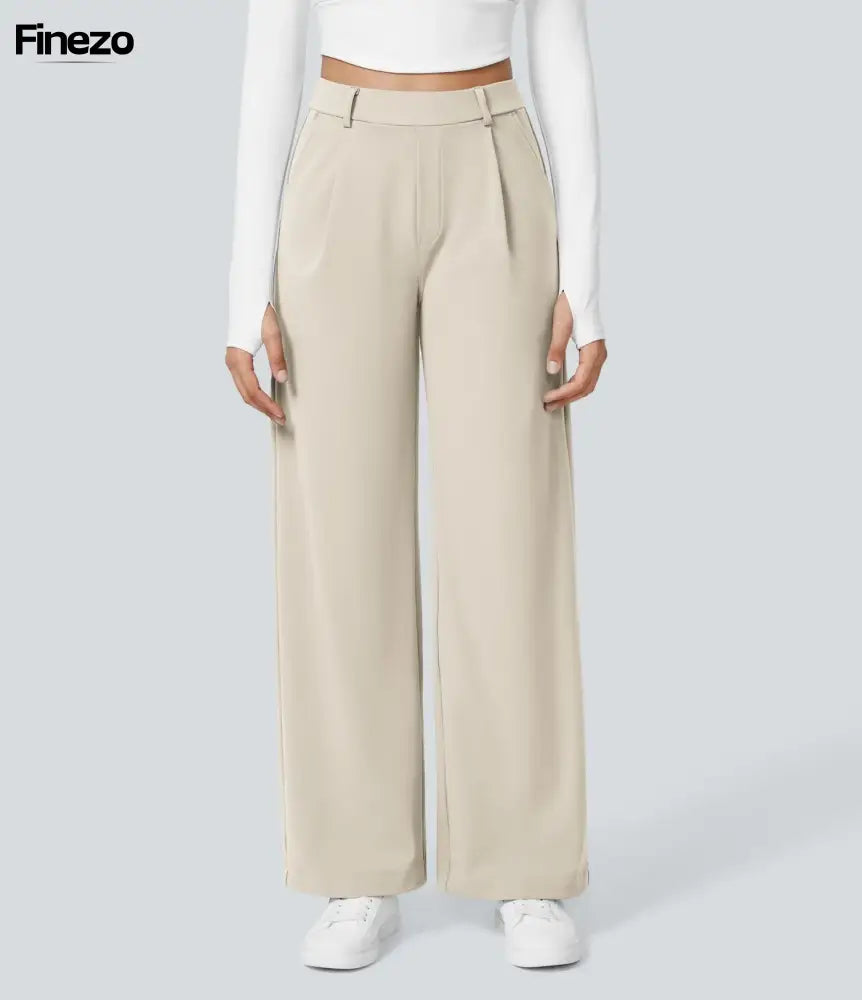 Finne™ - Weite Damenhose mit Hoher Taille Beige / S