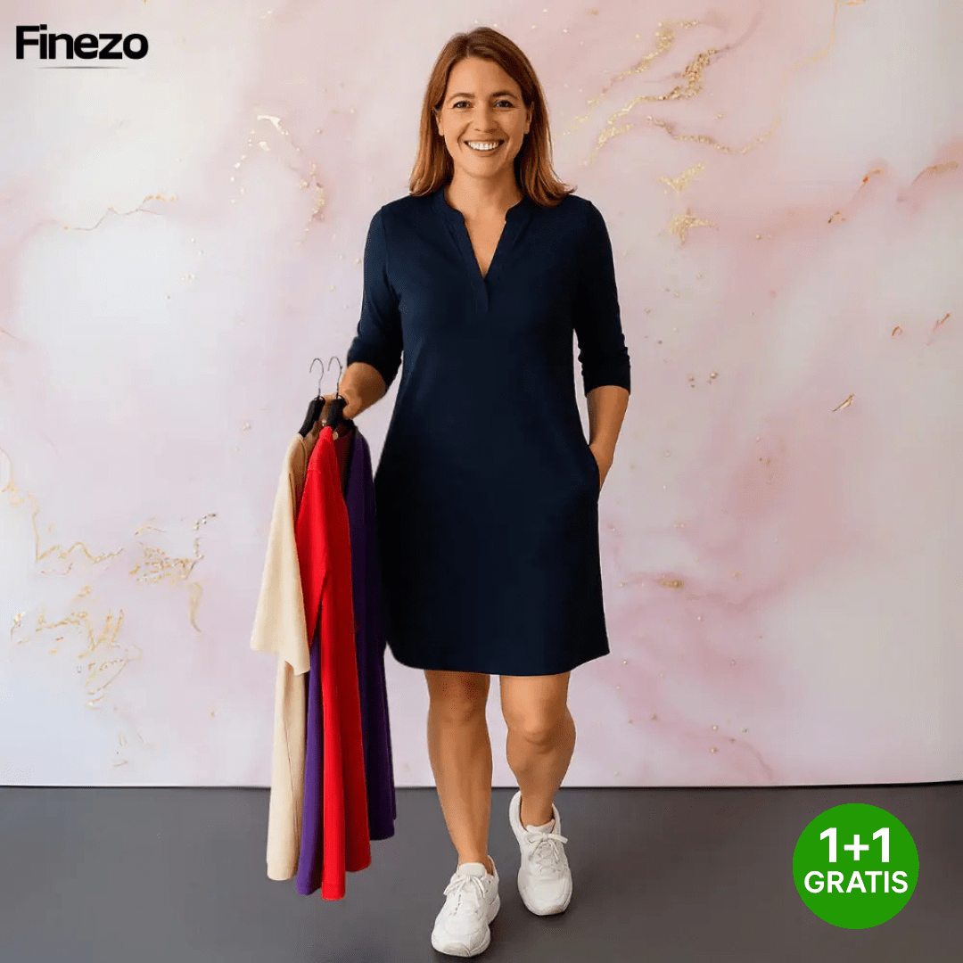 Marvelle™ | Stilvolle Einfarbige Kleid mit V - Ausschnitt | 1+1 GRATIS - Finezo.de