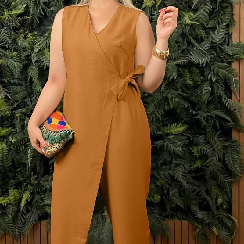 Mira™ | Legerer Jumpsuit mit V-Ausschnitt und Gürtel - 50% RABATT