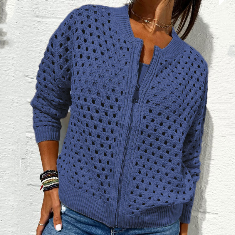 Amelie™ | Gestrickte Damenjacke mit Reißverschluss und Ausschnitten - 50% RABATT