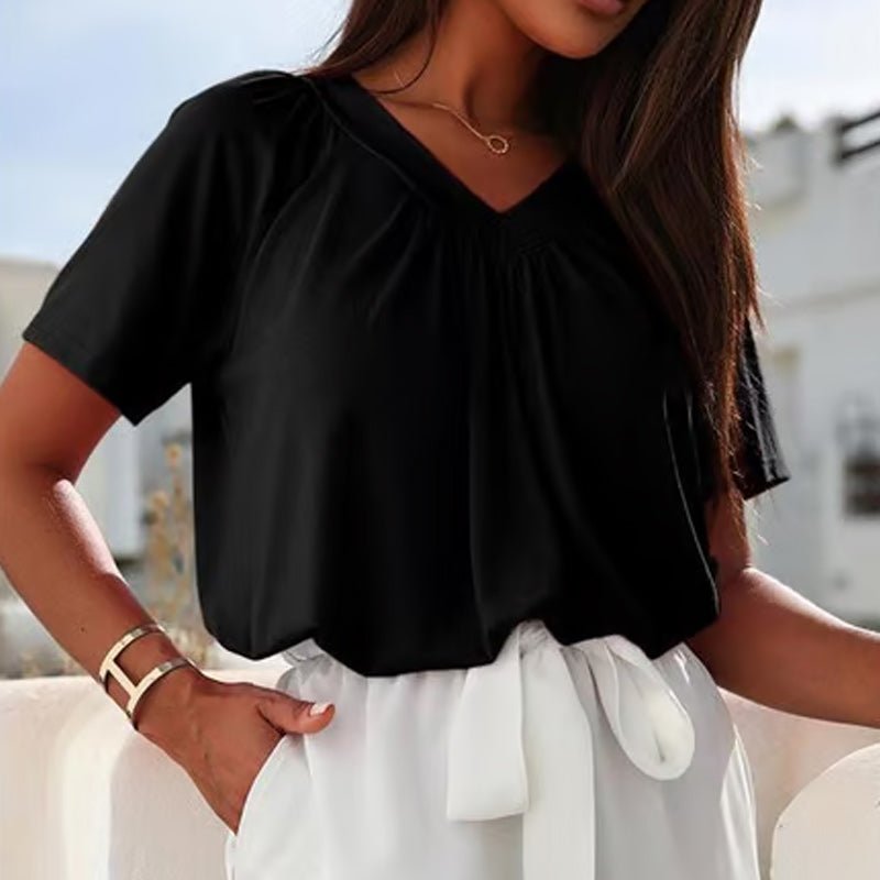 Cindy™ | Damen Casual Falten - T-Shirt | 50% RABATT - Finezo.de
