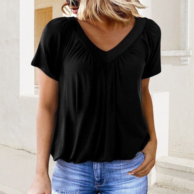 Cindy™ | Damen Casual Falten - T-Shirt | 50% RABATT - Finezo.de