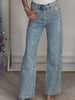 Lola | Hoge Taille Diamanté Rechte Jeans - Finezo.de