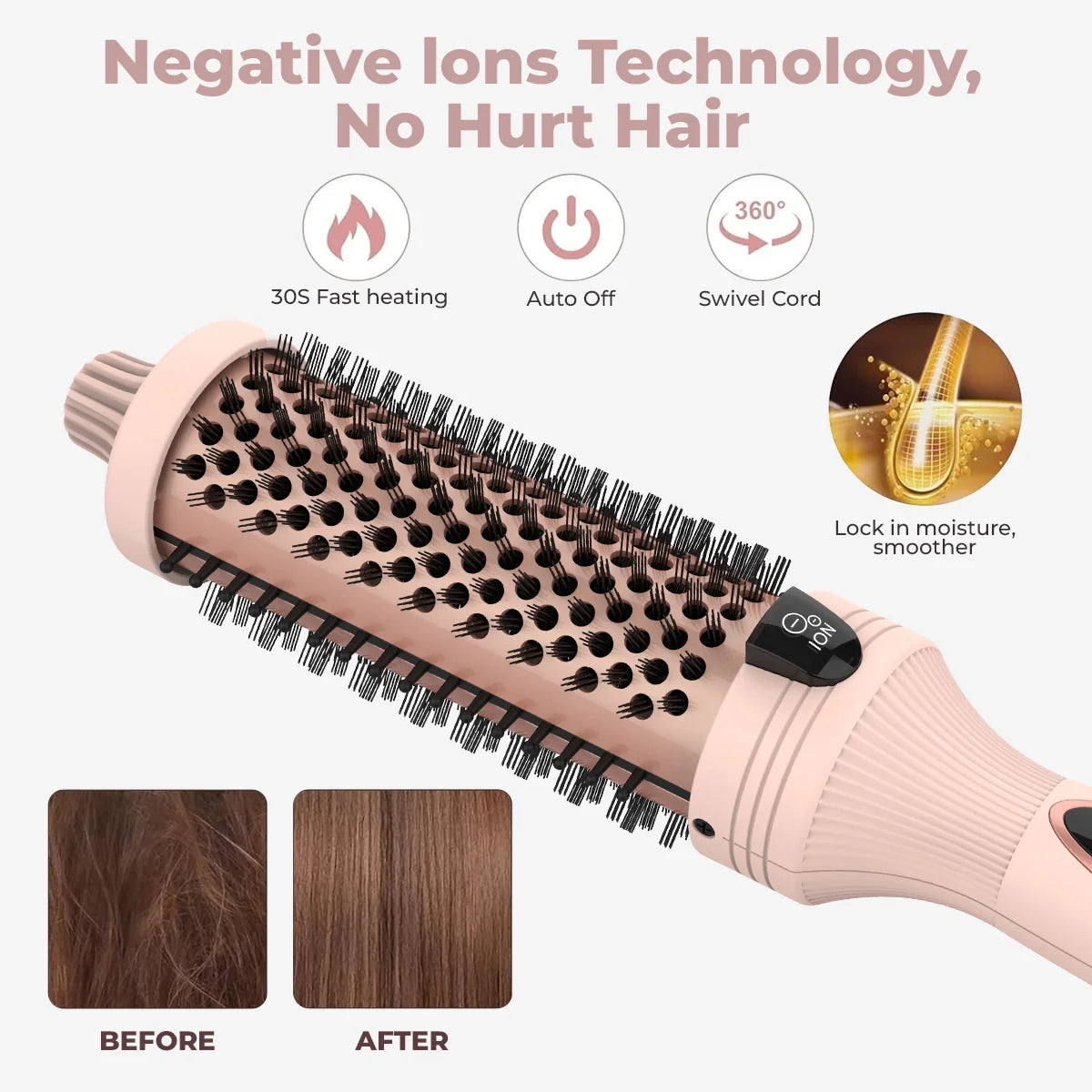 GlamAir™ | 3-in-1 Pro Negative Ion Zwei PTC Heizdecken Wärmbürste