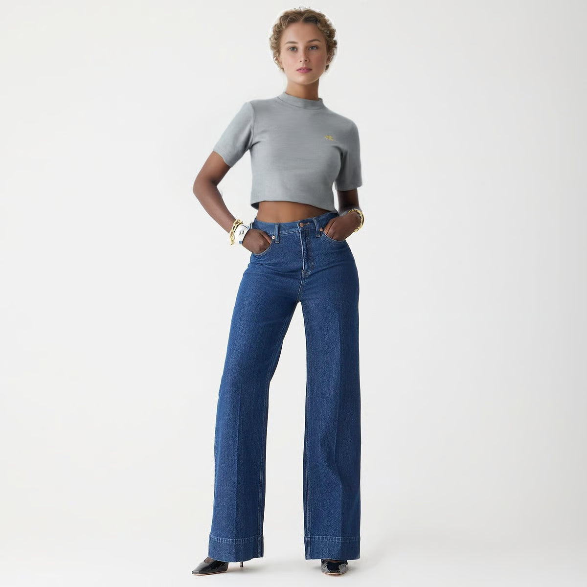 Aliane™ | Hohe Weite Bein Jeanshose