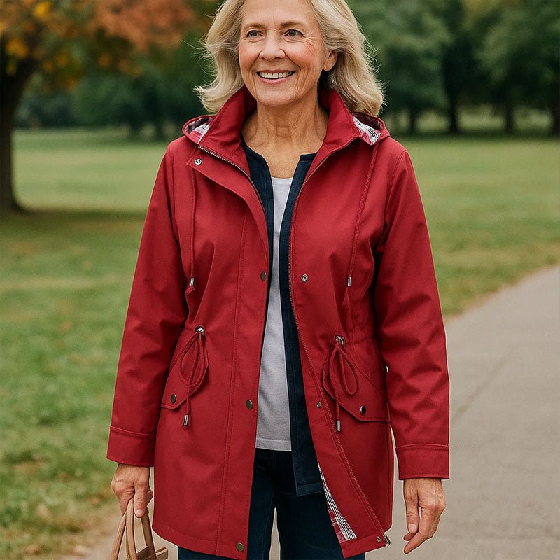 Clara | Eleganter, wasserabweisender Damenmantel mit edlem Karofutter - Finezo.de