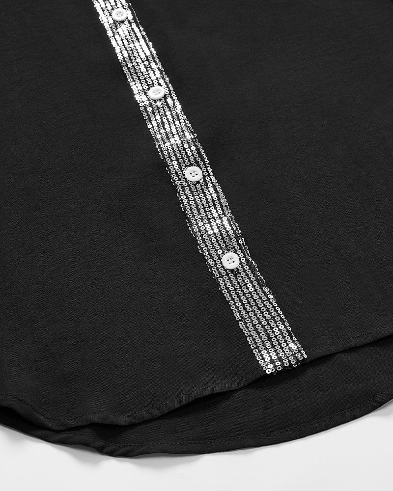 Aria™ | Baumwollbluse mit V - Ausschnitt und Pailletten - Finezo.de