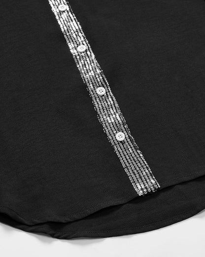 Aria™ | Baumwollbluse mit V - Ausschnitt und Pailletten - Finezo.de