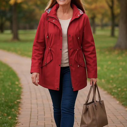 Clara | Eleganter, wasserabweisender Damenmantel mit edlem Karofutter - Finezo.de