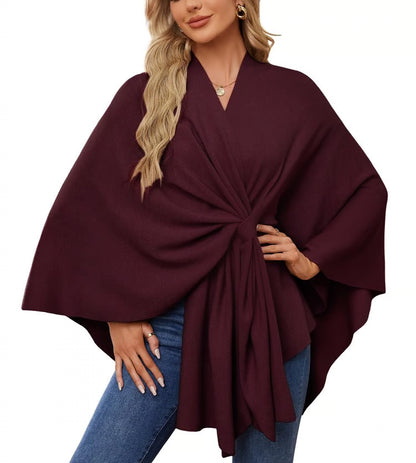 Elegante Schal-Wraps Weicher Offener Poncho-Pullover