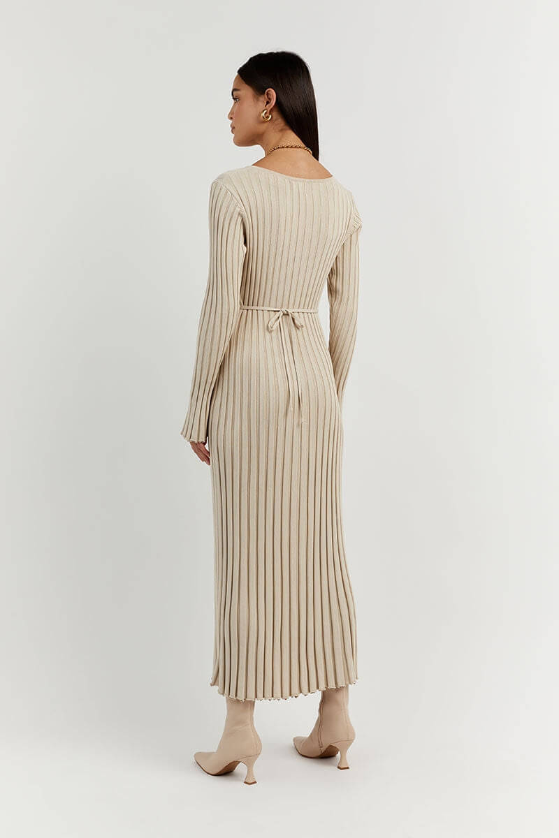 Mary™ | Gestricktes Midi-Kleid mit V-Ausschnitt | 50% RABATT