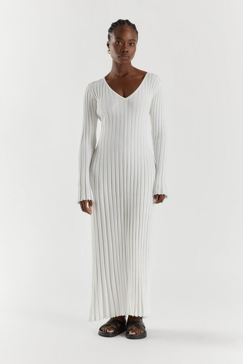 Mary™ | Gestricktes Midi-Kleid mit V-Ausschnitt | 50% RABATT