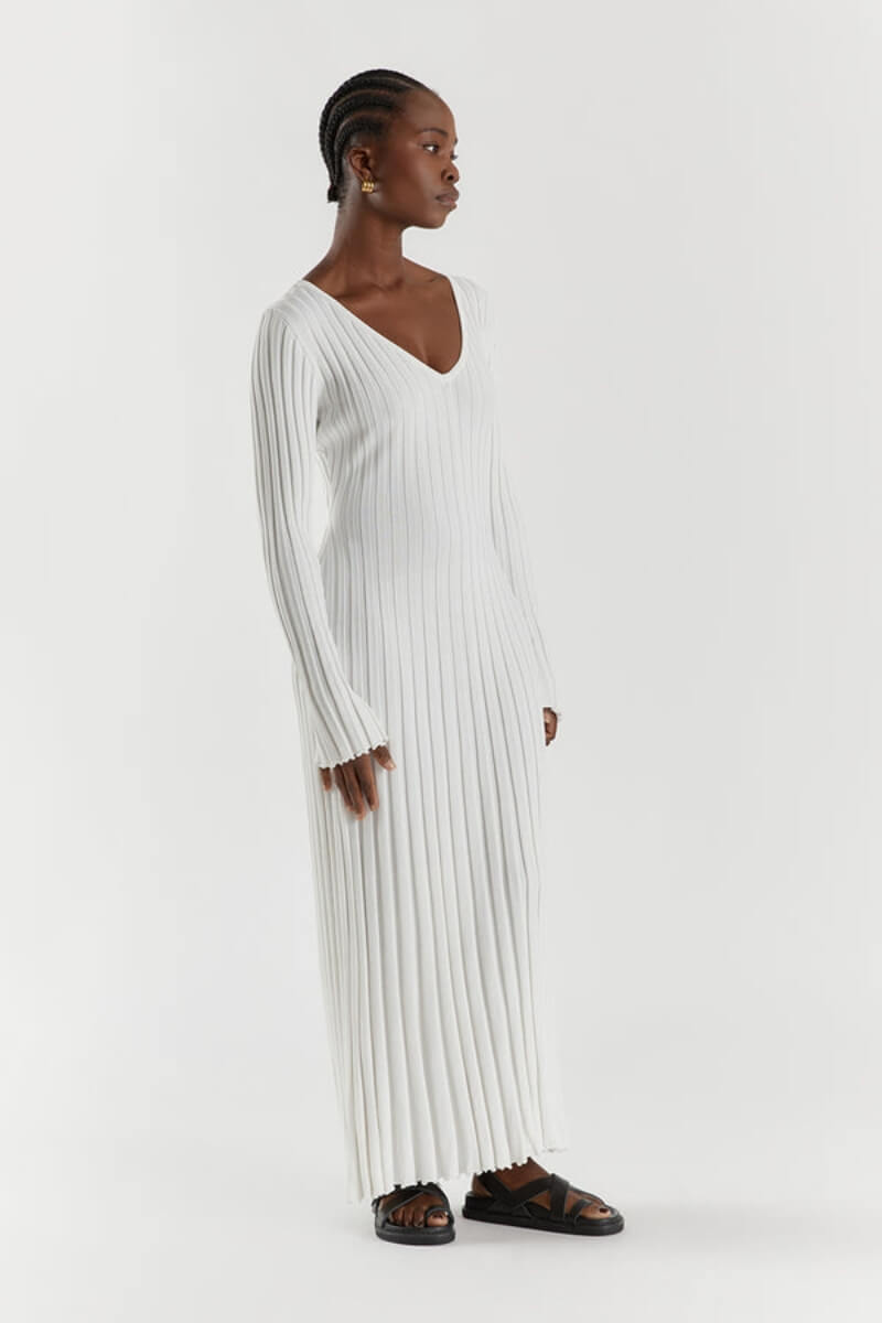 Mary™ | Gestricktes Midi-Kleid mit V-Ausschnitt | 50% RABATT