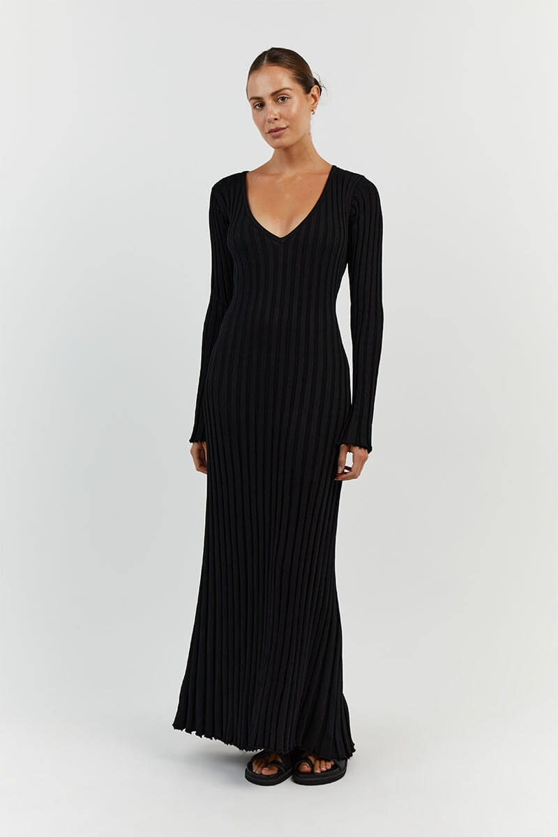 Mary™ | Gestricktes Midi-Kleid mit V-Ausschnitt | 50% RABATT