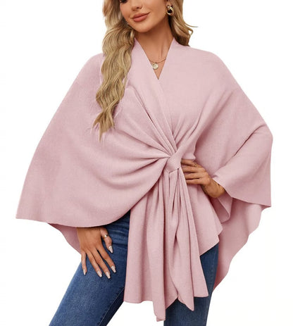 Elegante Schal-Wraps Weicher Offener Poncho-Pullover
