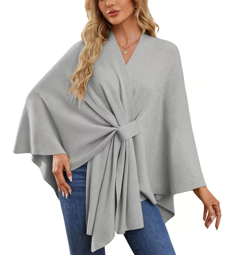 Elegante Schal-Wraps Weicher Offener Poncho-Pullover