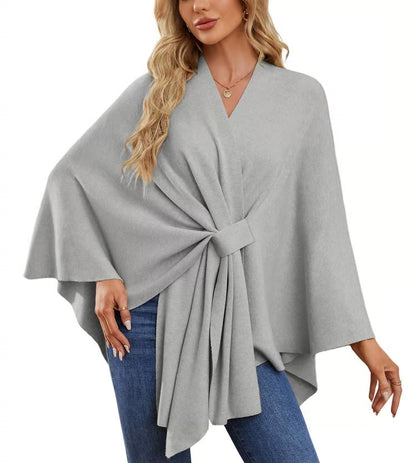 Elegante Schal-Wraps Weicher Offener Poncho-Pullover