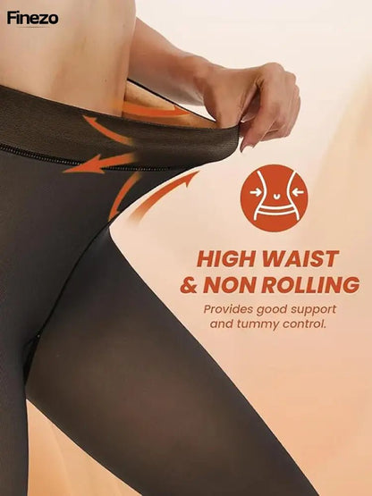 Finezo - Strumpfhosen im Bare - Leg - Look mit Fleece gefüttert - Finezo.de