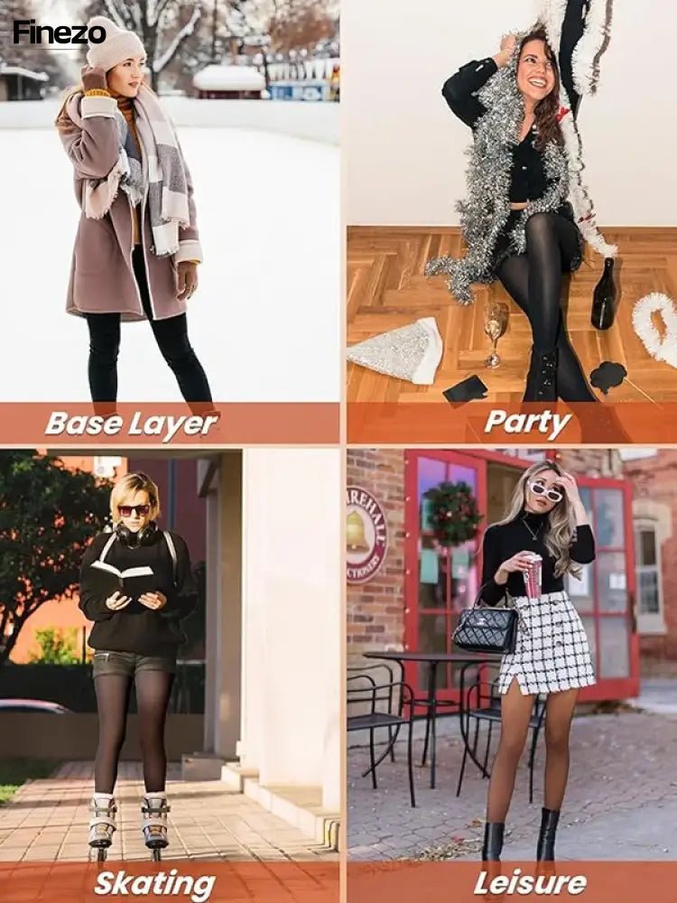 Finezo - Strumpfhosen im Bare - Leg - Look mit Fleece gefüttert - Finezo.de