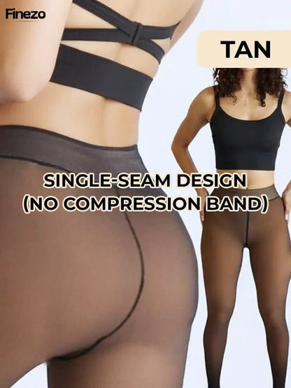 Finezo - Strumpfhosen im Bare - Leg - Look mit Fleece gefüttert - Finezo.de