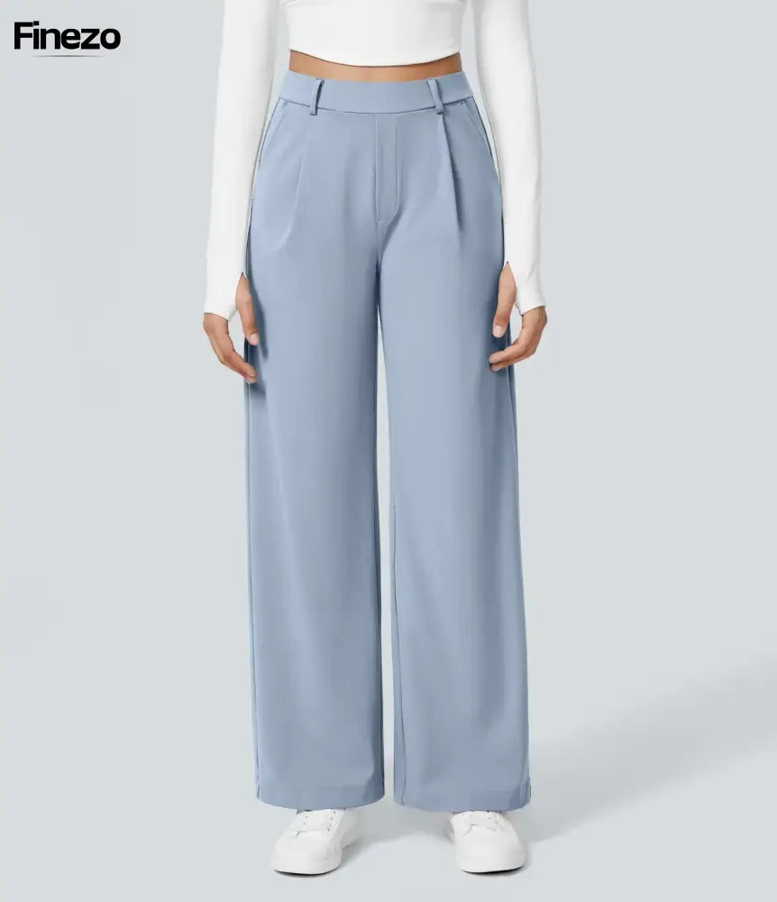 Finne™ - Weite Damenhose mit Hoher Taille Babyblau / S