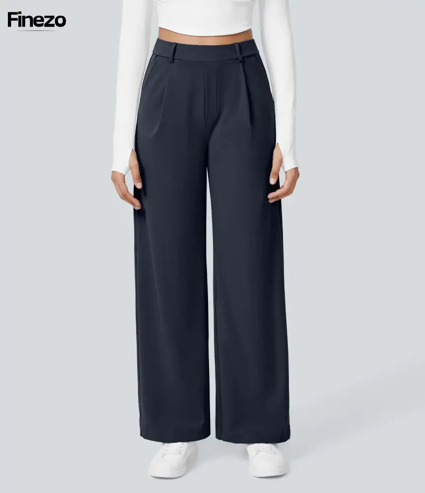 Finne™ | Weite Damenhose mit Hoher Taille Mitternachtsblau (Nur noch 3 auf Lager) / S