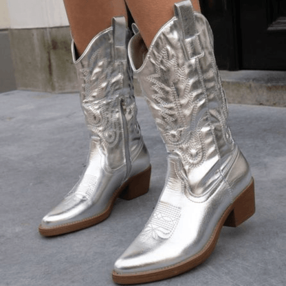 Grace™ | elegante metallische Cowboy - Stiefel | 50% RABATT - Finezo.de