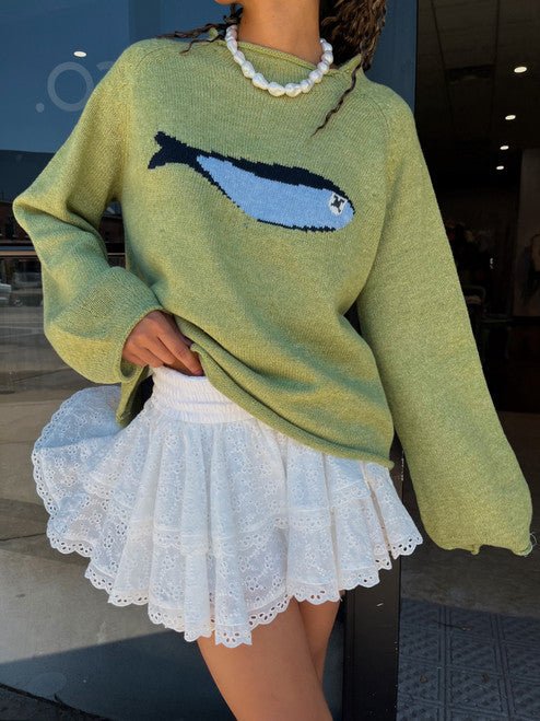 Gemütlicher Strickpullover mit Sardinengrafik - Finezo.de