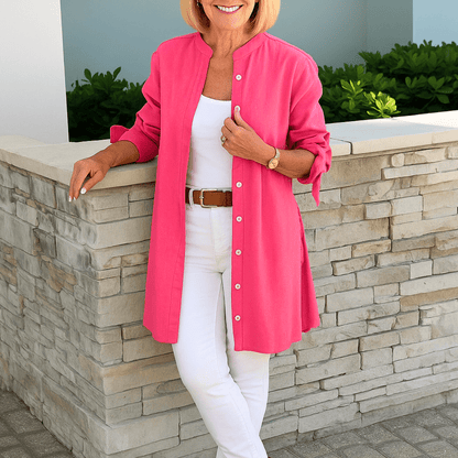 Lara™ | Schlichtes Hemdblusenhemd mit Schleifenärmeln | 50% RABATT - Finezo.de