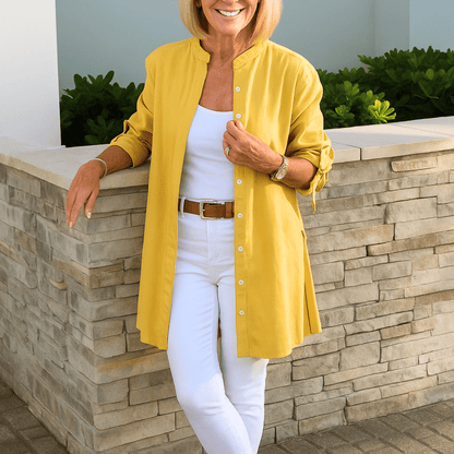 Lara™ | Schlichtes Hemdblusenhemd mit Schleifenärmeln | 50% RABATT - Finezo.de