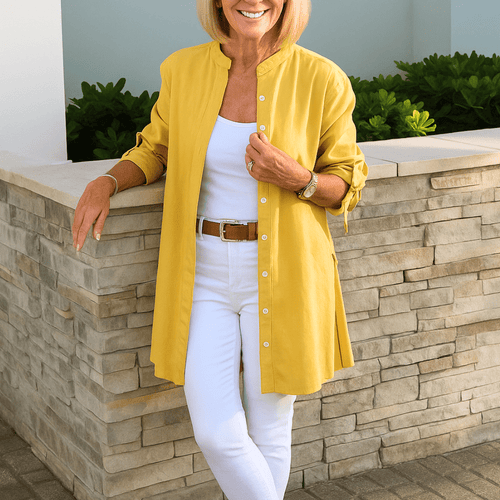 Lara™ | Schlichtes Hemdblusenhemd mit Schleifenärmeln | 50% RABATT - Finezo.de