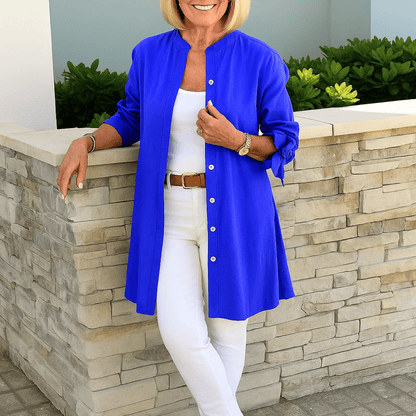 Lara™ | Schlichtes Hemdblusenhemd mit Schleifenärmeln | 50% RABATT - Finezo.de