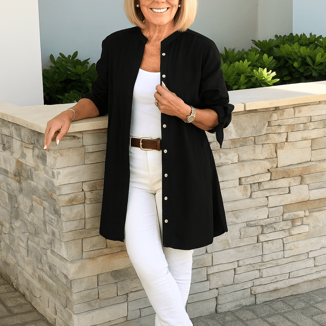 Lara™ | Schlichtes Hemdblusenhemd mit Schleifenärmeln | 50% RABATT - Finezo.de