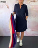 Marvelle™ | Stilvolle Einfarbige Kleid mit V-Ausschnitt | 50% RABATT Dunkelblau / S