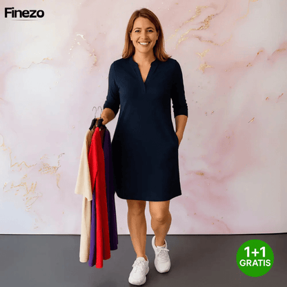 Marvelle™ | Stilvolle Einfarbige Kleid mit V - Ausschnitt | 1+1 GRATIS - Finezo.de