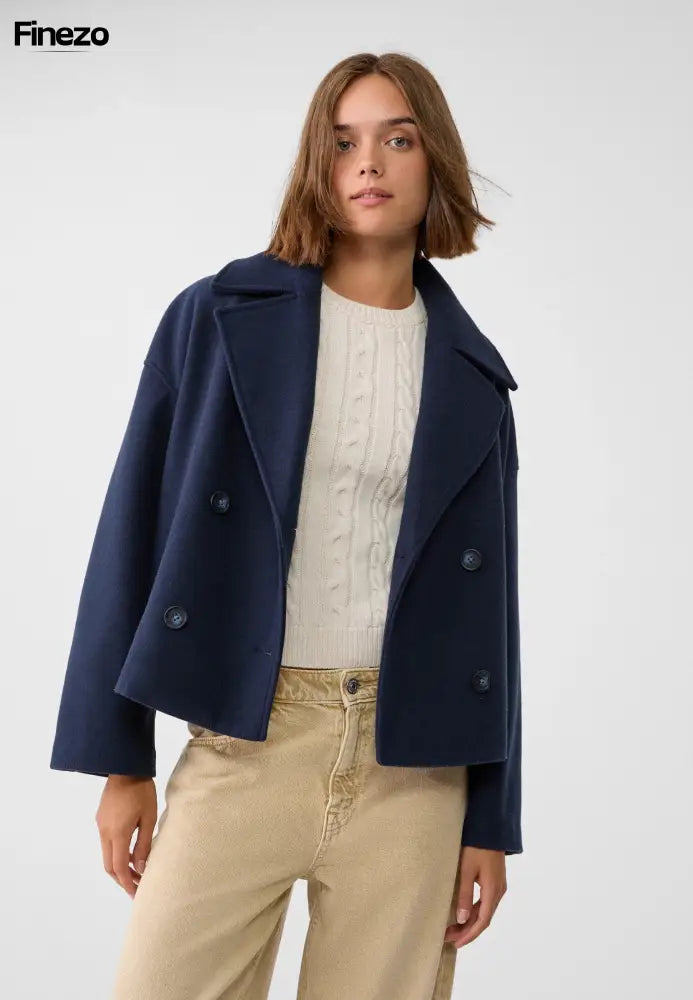 Riva™ | Kurze Doppelreiher-Jacke | 50% RABATT Marineblau / XS