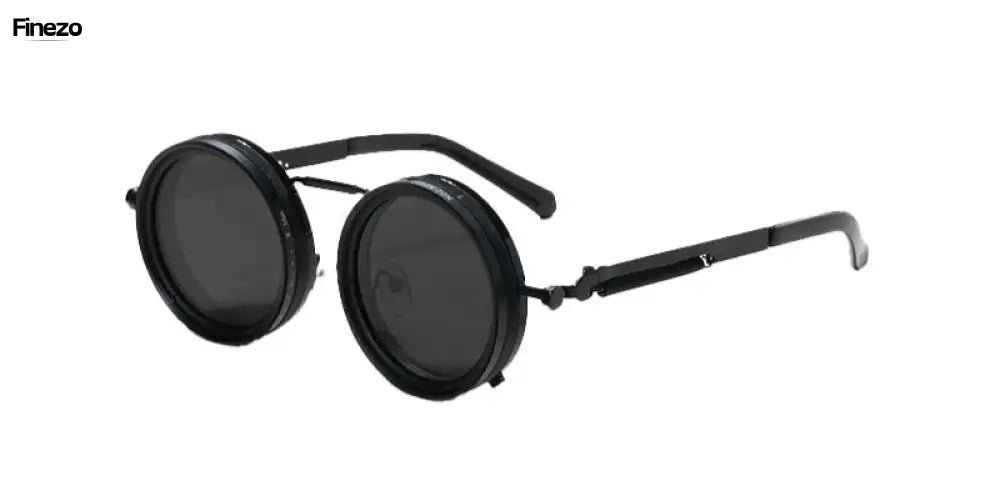 SolarEdge™ | Handgefertigte Sonnenbrille mit einstellbarem Lichtschutz und UV-Schutz LUX - Schwarz [49mm]