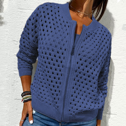 Amelie™ | Gestrickte Damenjacke mit Reißverschluss und Ausschnitten - 50% RABATT