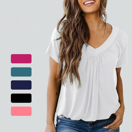Cindy™ | Damen Casual Falten - T-Shirt | 50% RABATT - Finezo.de