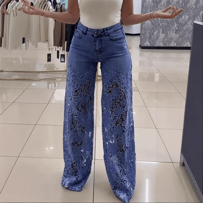 Isalé™ | Modische Jeans im Spitzenpatchwork | 50% RABATT - Finezo.de